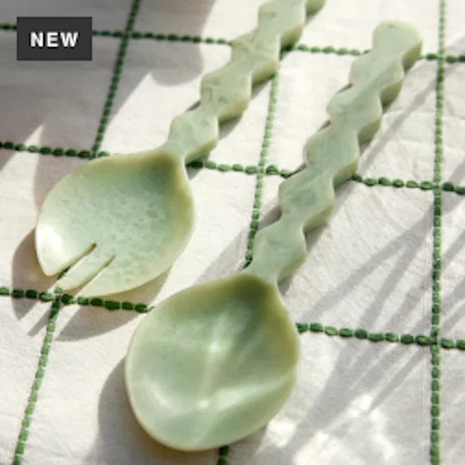 Humble & Mash Green Resin Salad Servers, Set of 2