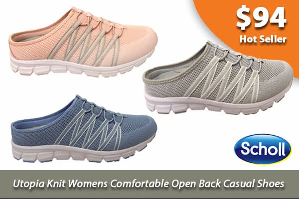 Scholl Orthaheel Utopia Knit Womens Comfortable Open Back Casual Shoes