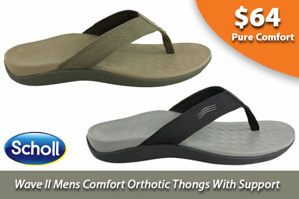 Scholl Orthaheel Wave II Mens Comfort Orthotic Thongs With Support