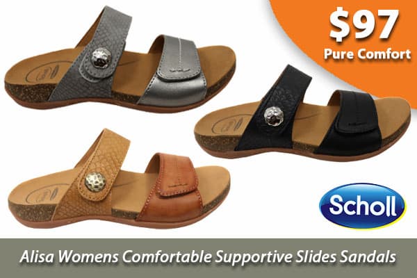 Scholl Orthaheel Alisa Womens Comfortable Supportive Slides Sandals