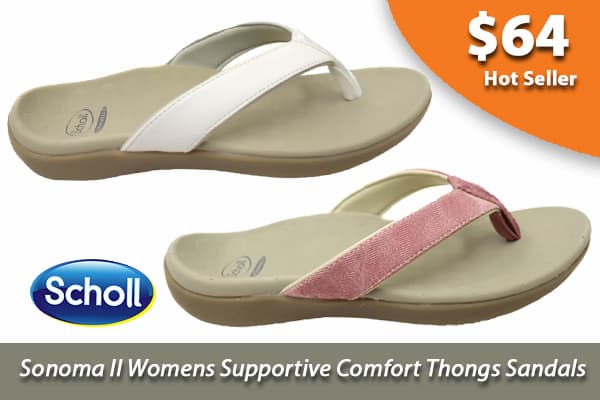 Scholl Orthaheel Sonoma II Womens Supportive Comfort Thongs Sandals