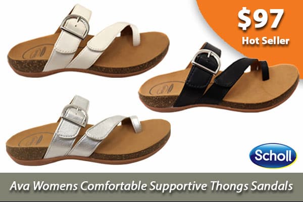 Scholl Orthaheel Ava Womens Comfortable Supportive Thongs Sandals