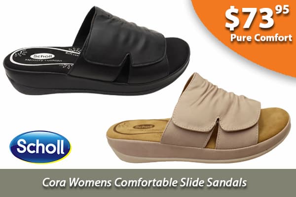 Scholl Orthaheel Cora Womens Comfortable Memory Foam Slide Sandals