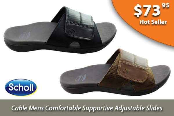 Scholl Orthaheel Cable Mens Comfortable Supportive Adjustable Slides