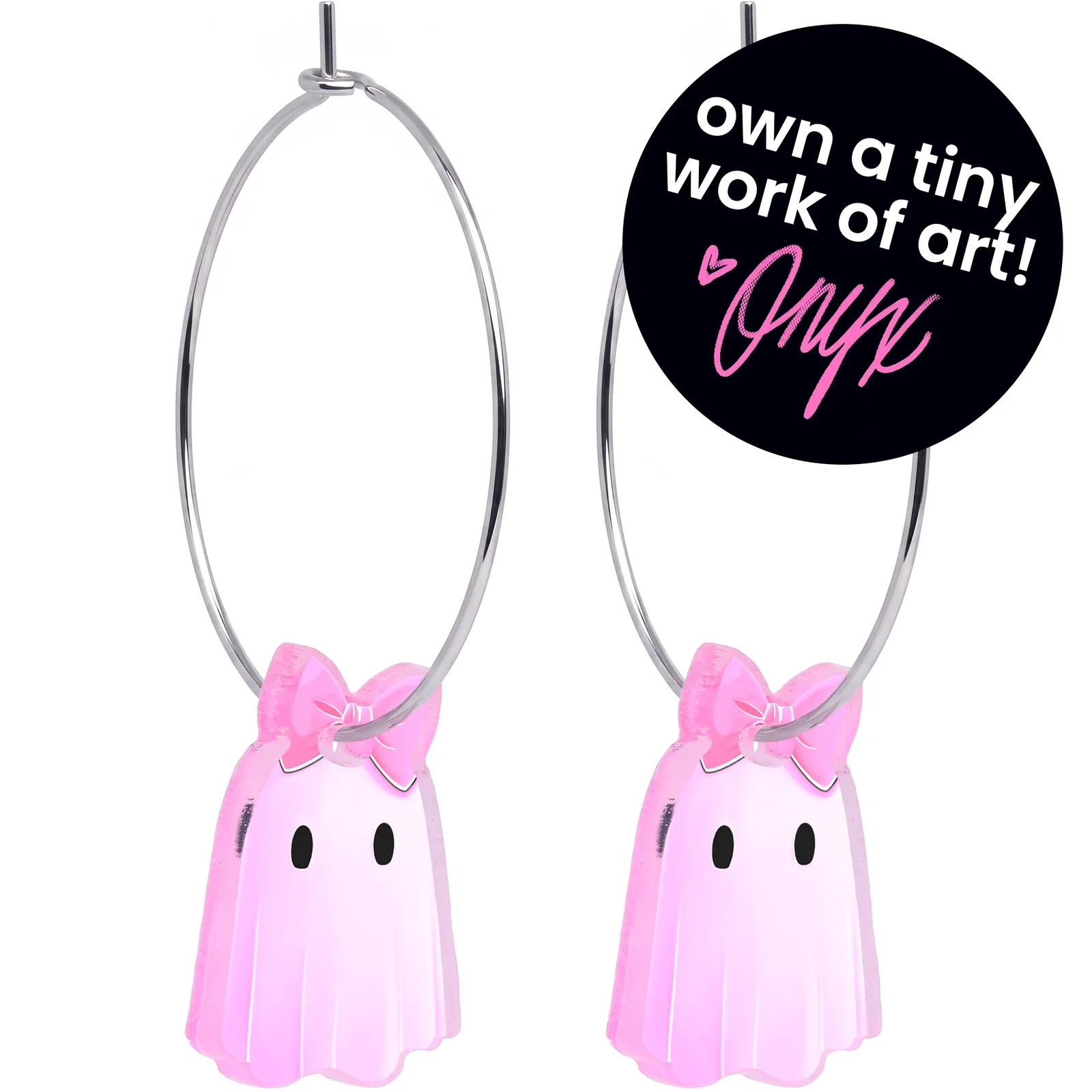 Image of Perfectly Pink Boo Ghost Acrylic Hoop Earrings by Onyx O