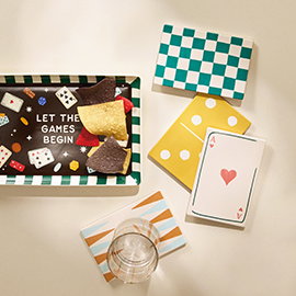 Card and dice themed coasters and tray.