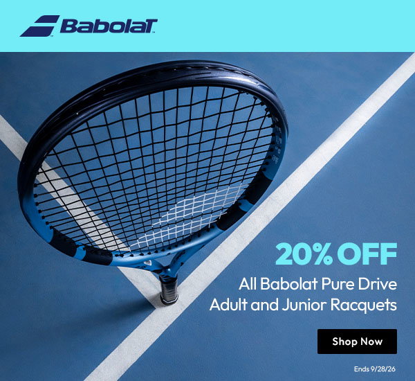 Babolat (logo) 20% Off All Babolat Pure Drive Adult and Junior Racquets | Shop Now | Ends 9/28/26