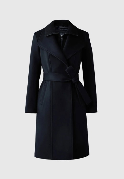 NORITA 2-in-1 double face wool coat with sash