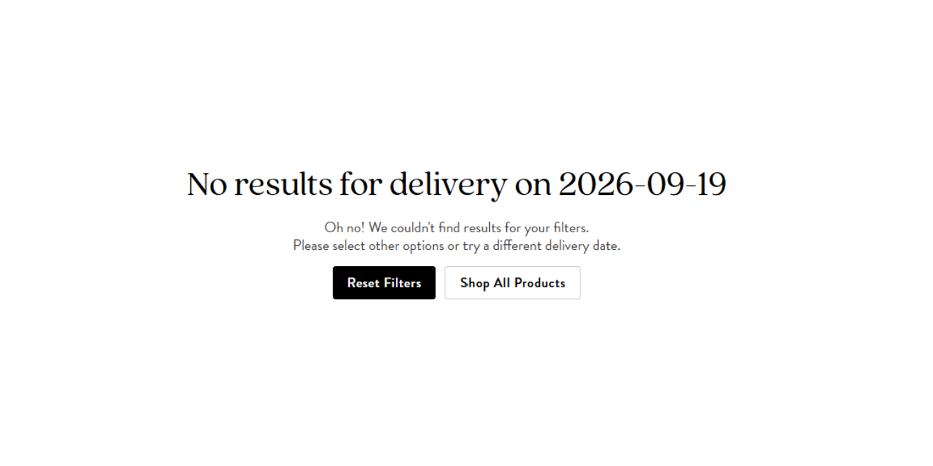 Farmgirl Website showing availability message