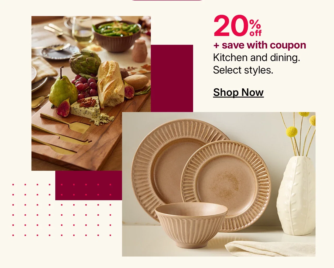 20% off kitchen and dining