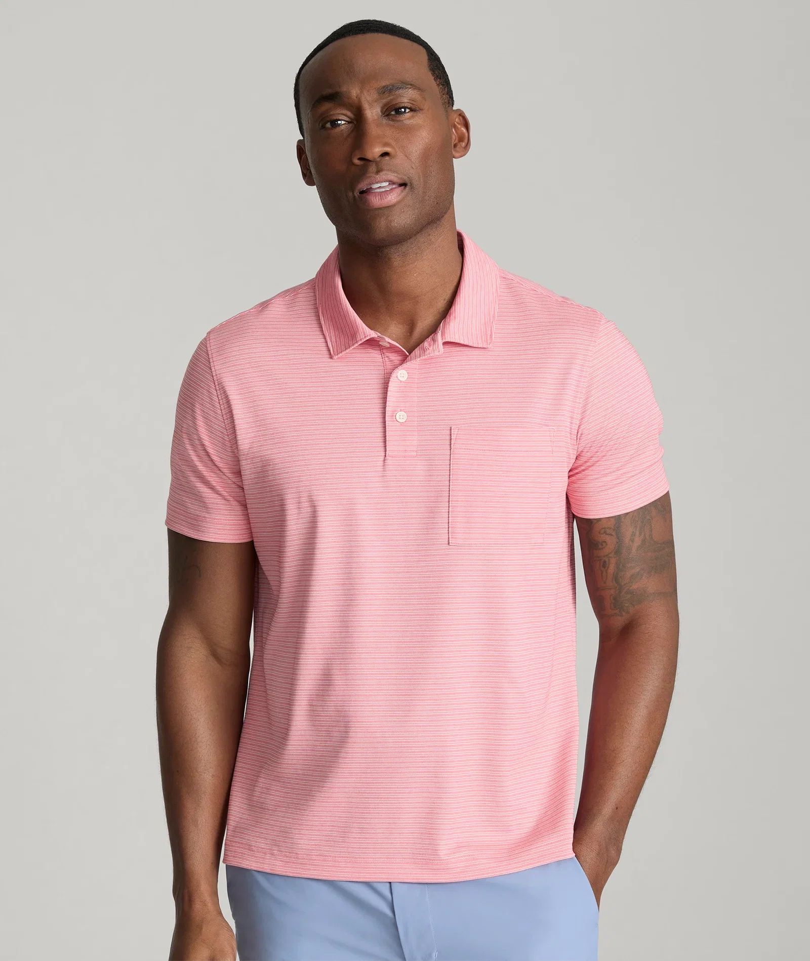 Image of Striped Performance Polo