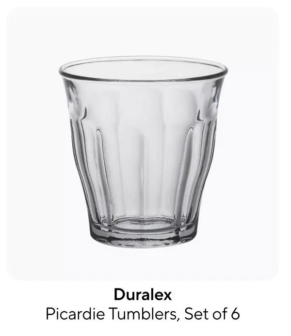 Duralex Picardie Colored Tumbler, Set of 6, 8.45 oz.