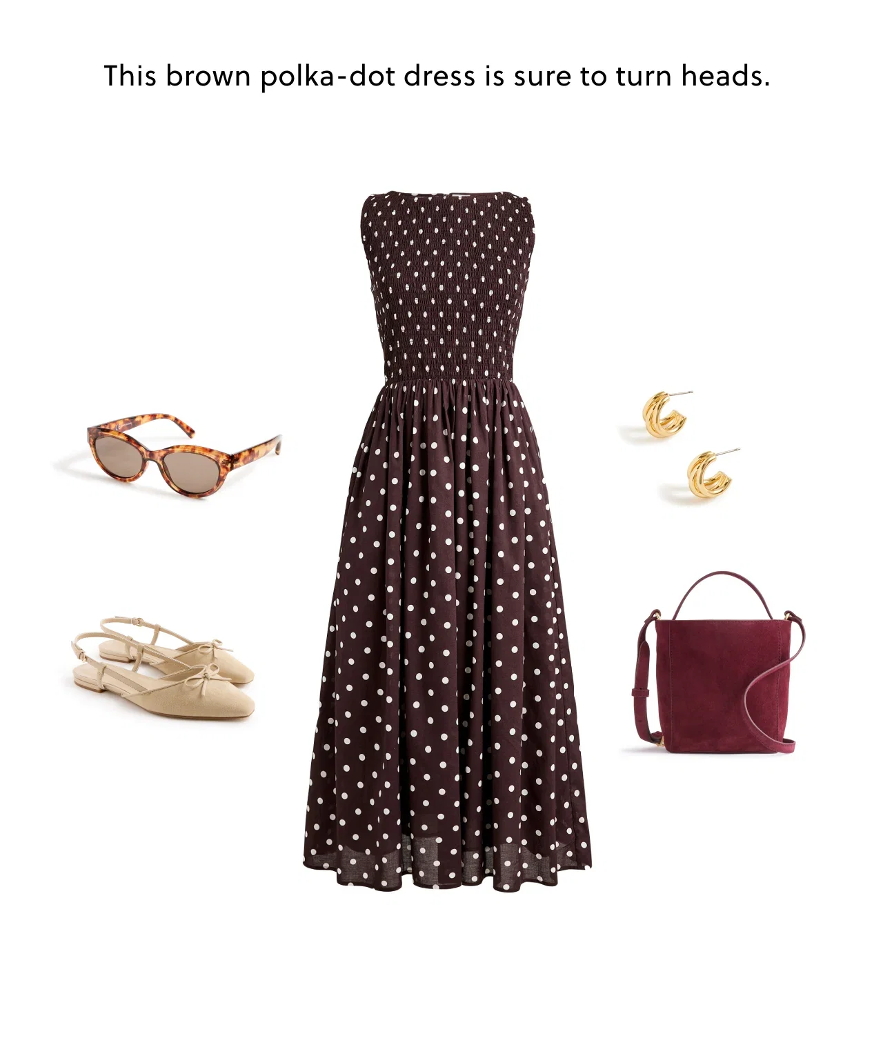 brown polka dot dress