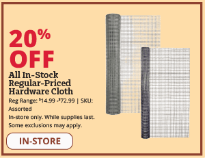 20% off hardware cloth