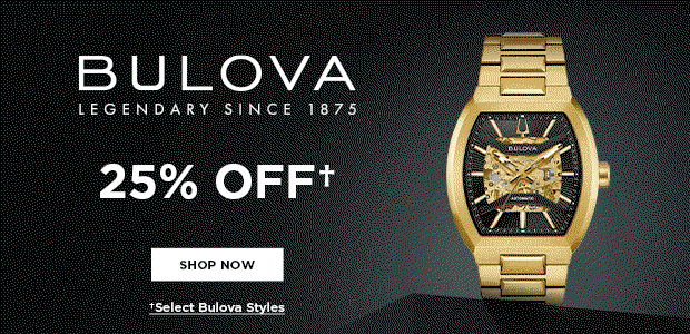Rotating Bulova watches, set in gold, matte black & navy blue. 25% OFF. Click here to shop now