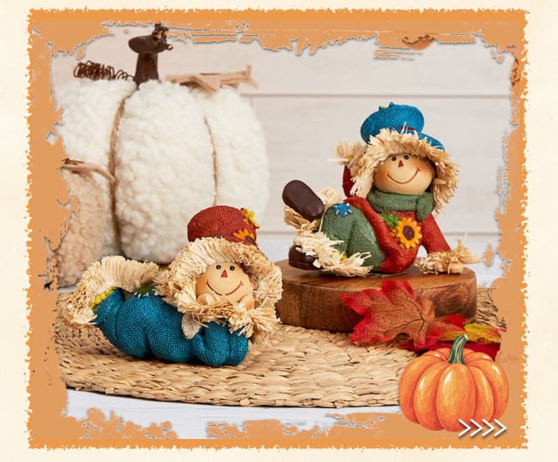Set of 2 Harvest Scarecrow Pals Table Decor