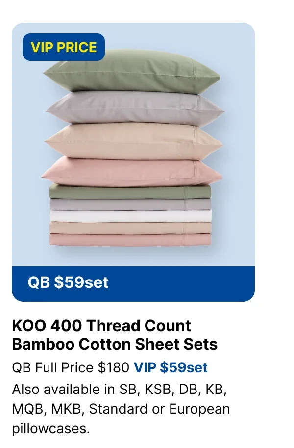 KOO 400 THREAD COUNT BAMBOO COTTON SHEET SETS