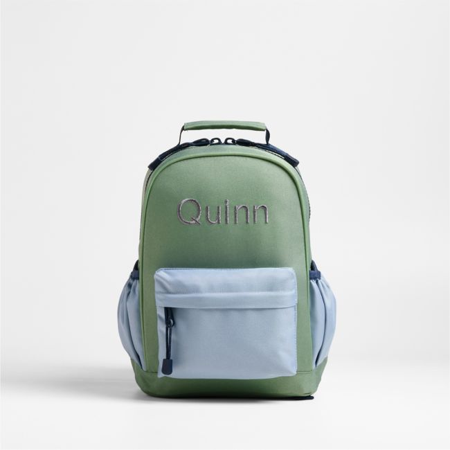 Image of Green and Blue Colorblock Small Kids Backpack with Side Pockets