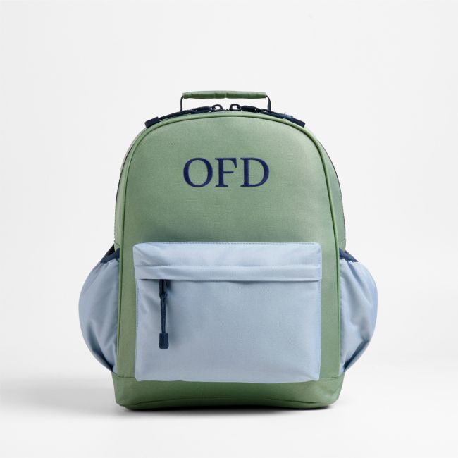 Image of Green and Blue Colorblock Medium Kids Backpack with Side Pockets