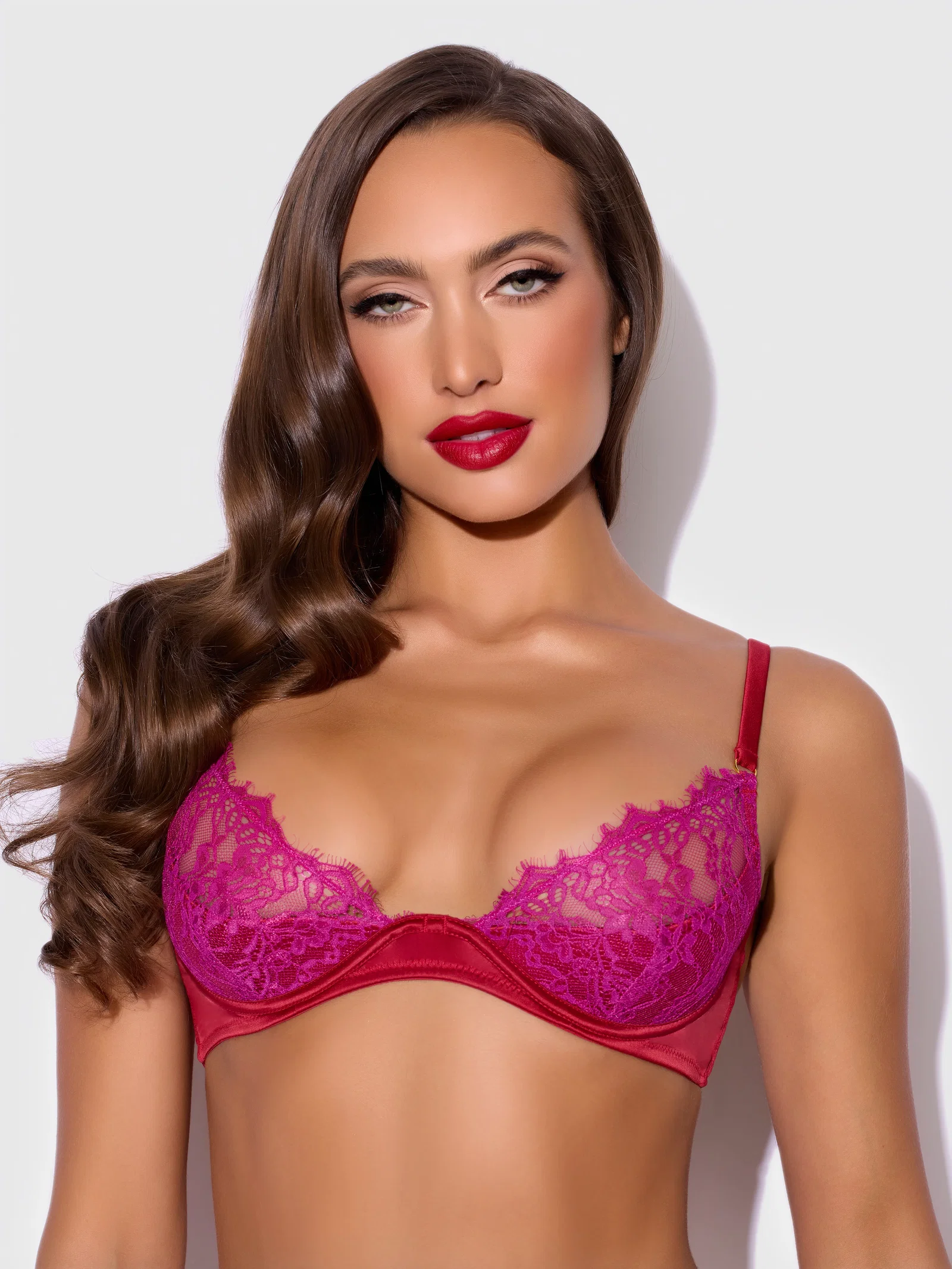 Image of Rosalind Lace Bra With Satin Half Cup