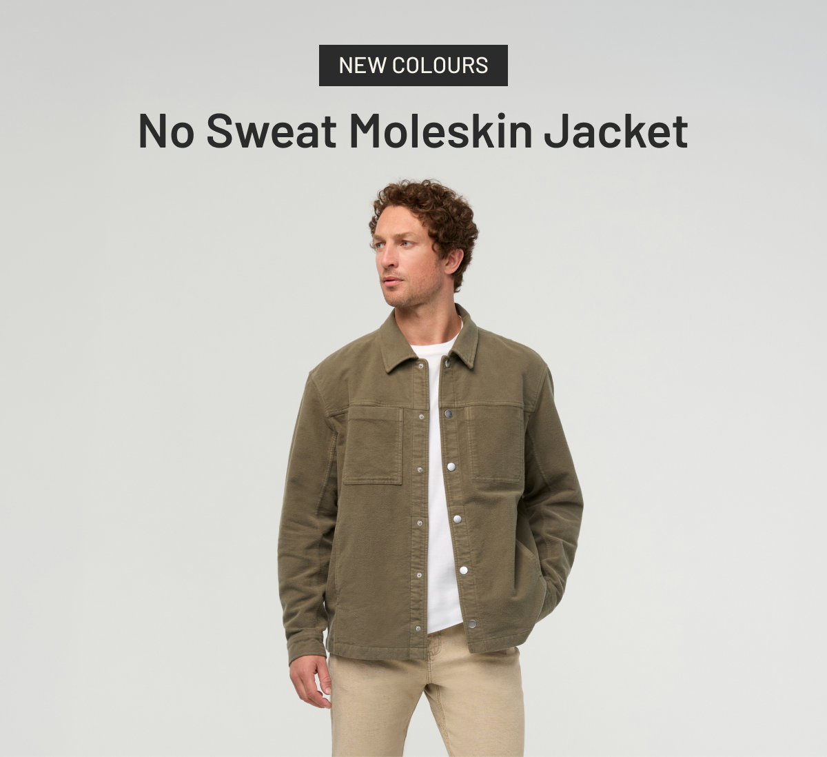 The No Sweat Moleskin Jacket combines everyday structure with softness and freedom to move.
