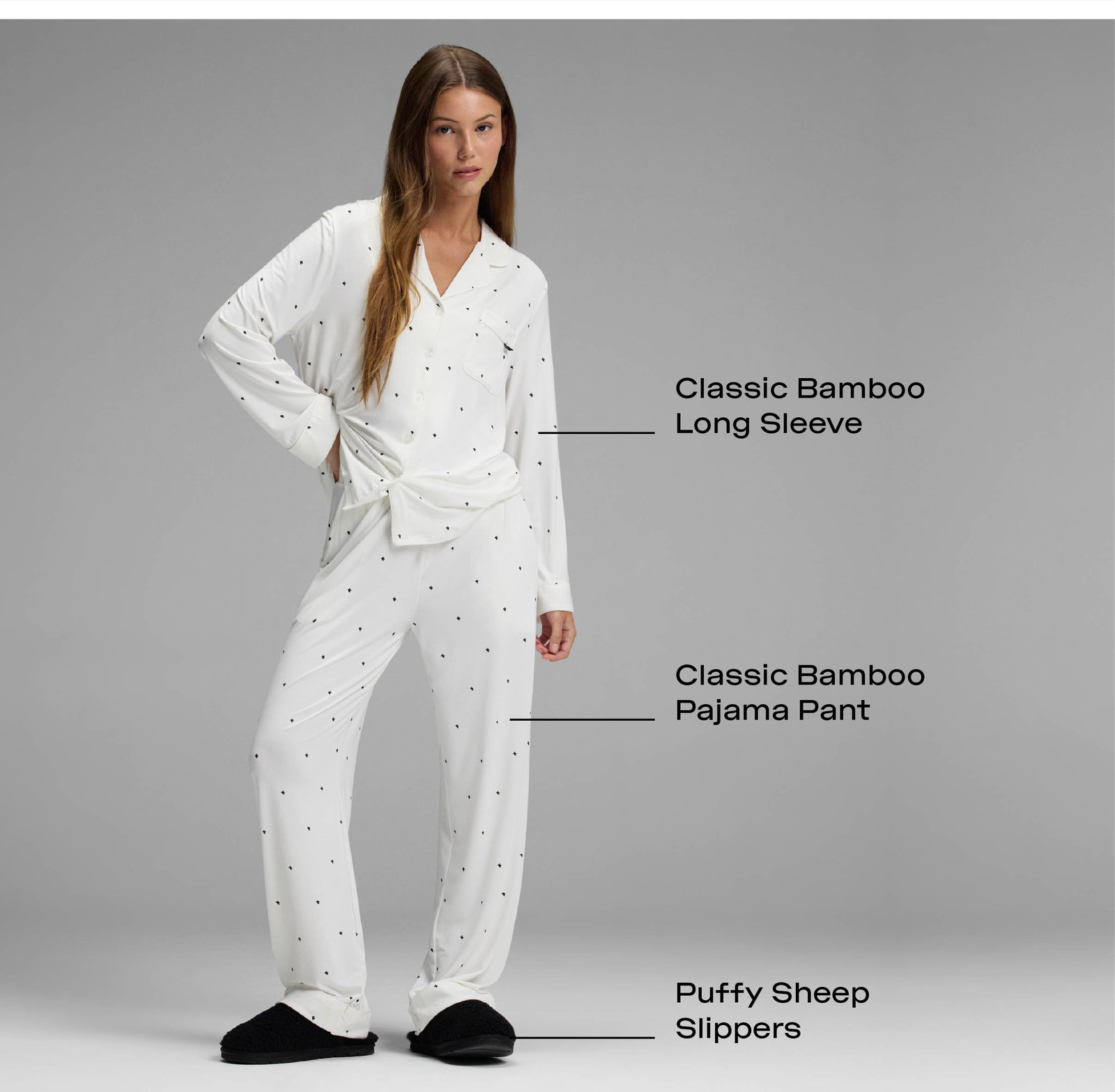 SHOP BAMBOO PAJAMAS IN IVORY MINI GHOST