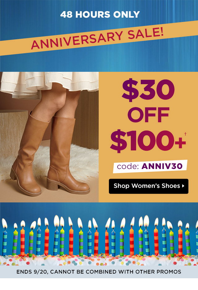 Shop Anniversary Sale: $30 off $100 - Women's Shoes