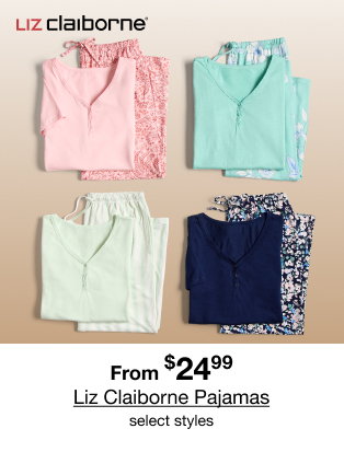 From $24.99 Liz Claiborne Pajamas | Select styles
