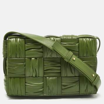 Green Plisse Intreccio Leather