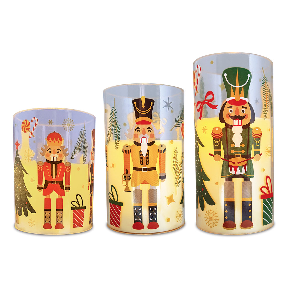 Image of LED Nutcracker Flameless Candle Holder Set