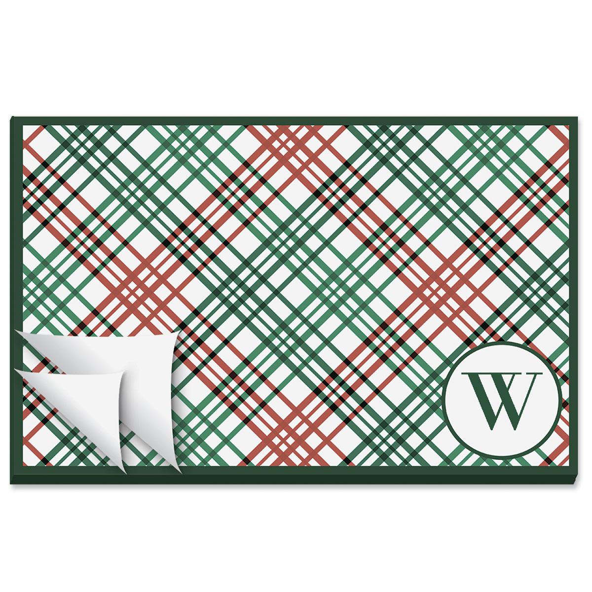 Image of Holiday Plaid Paper Personalized Placemat Pad