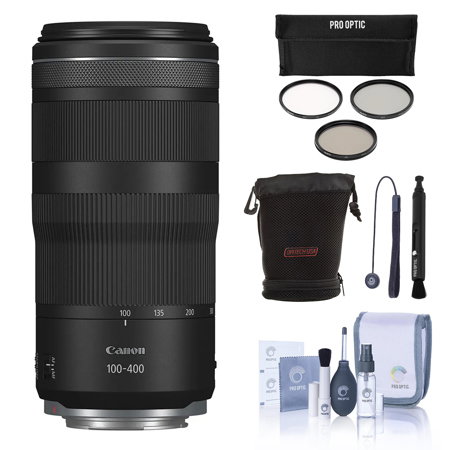 Canon RF 100-400mm f/5.6-8 IS USM Lens, Bundle with 67mm UV Filter, Lens Cap Tether, Lens Case, LensPen Lens Cleaner and Cleaning Kit
