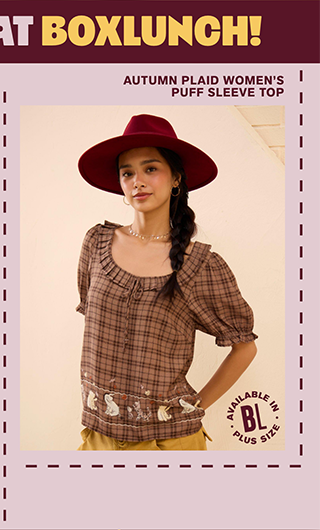 Exclusively at BoxLunch. Winnie the Pooh Autumn Women's Puff Sleeve Top. Also available in plus size