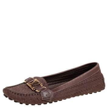 Brown Woven Suede and Leather 