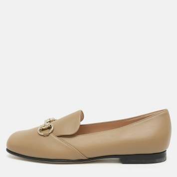 Horsebit Size 35 Beige Leather