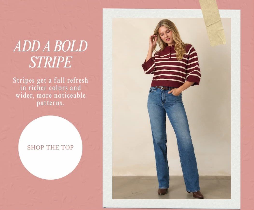 'Add a bold stripe. Shop the Top.'