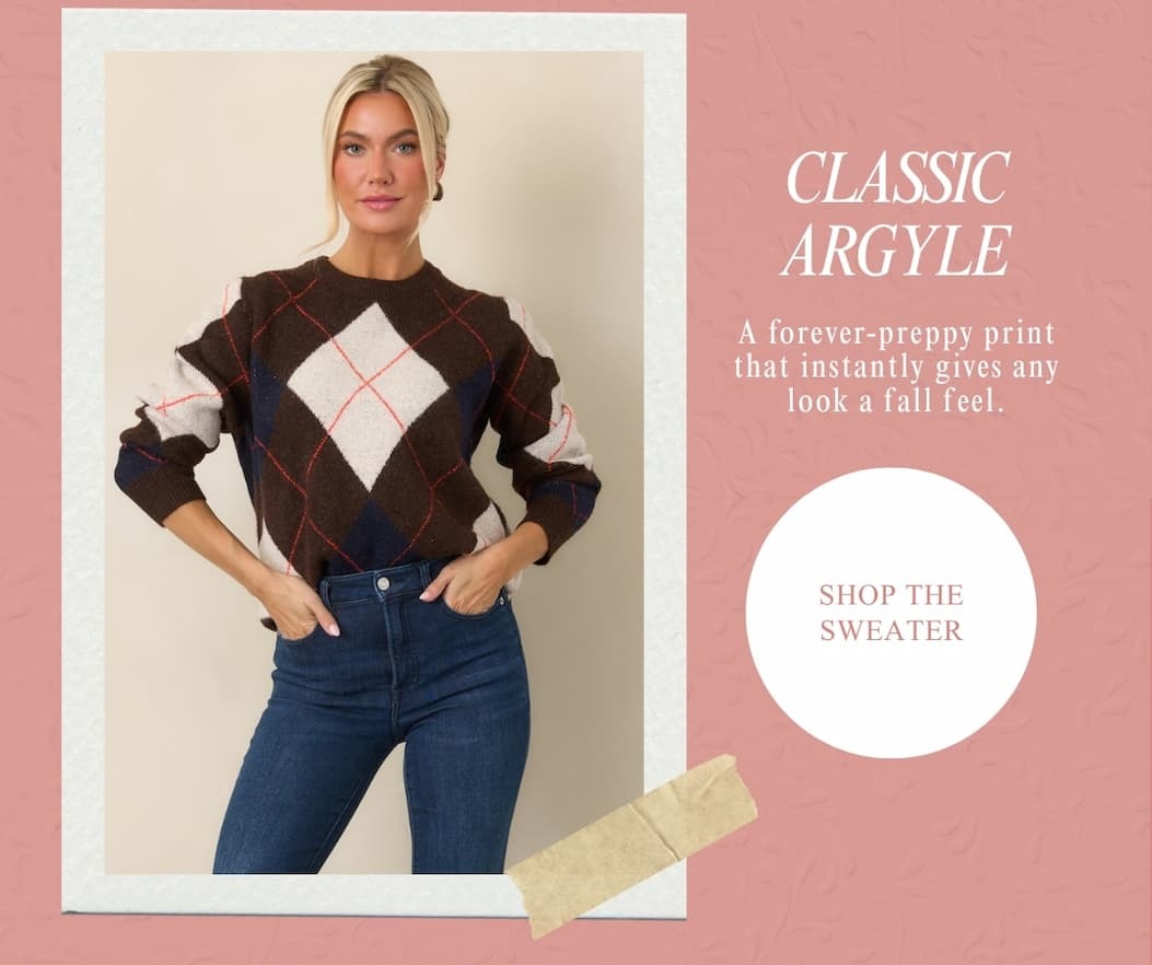 'Classic Argyle. Shop the sweater.'