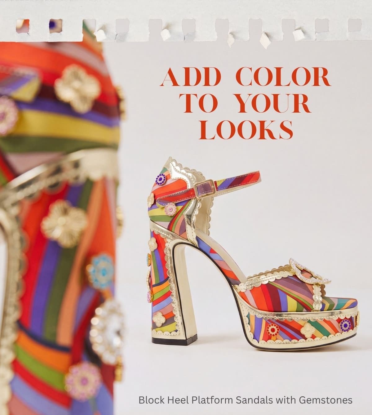 Shop Block Heel Platform Sandals with Gemstones