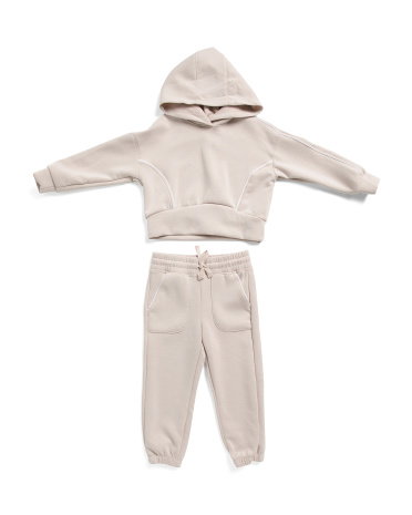 Toddler Girls 2pc Softlite Piped Hoodie And Joggers Set | Cloud | Size: 2T | Polyester/Spandex/Rayon