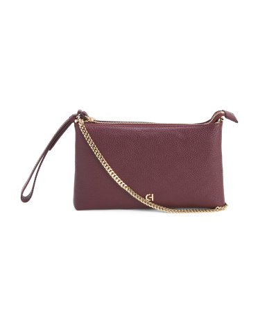 Leather Essential Crossbody Pouch for Women | Black Garnet