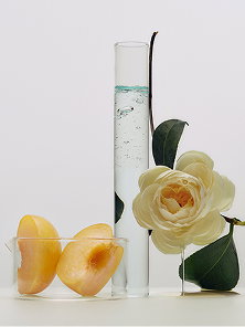 An image of a beaker showing the ingredients inside the Kissu Lip Mask formula