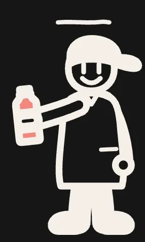 Day 30: the mood line is flat, and he holds a bottle out to you
