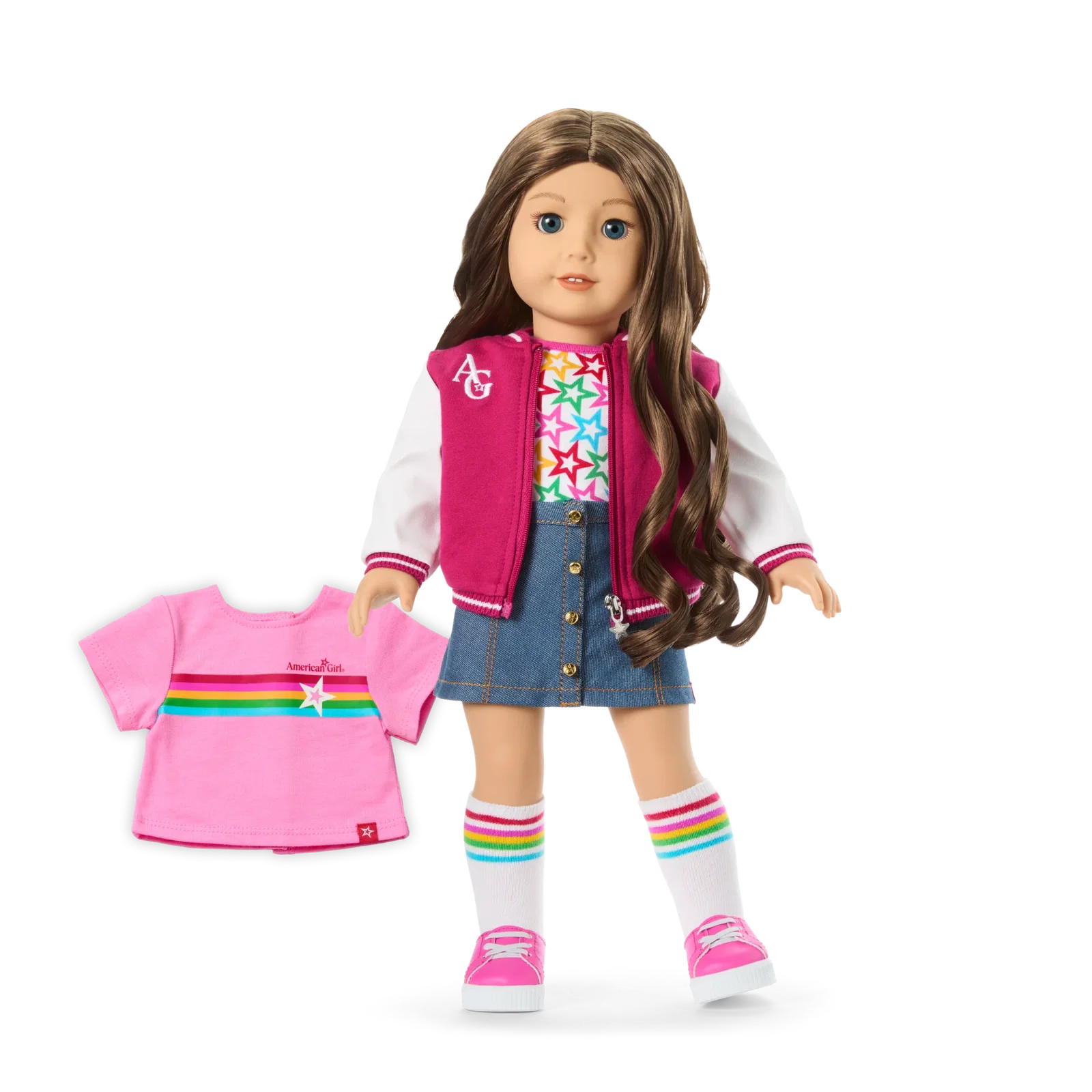Image of Truly Me™ 18-inch Doll #126 with wavy brown hair