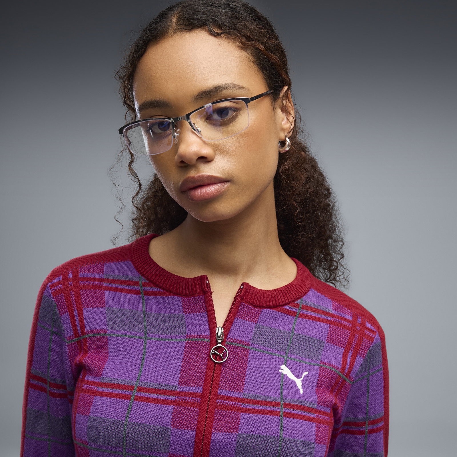 PUMA T7 Women's Tartan Slim Knitted Cardigan