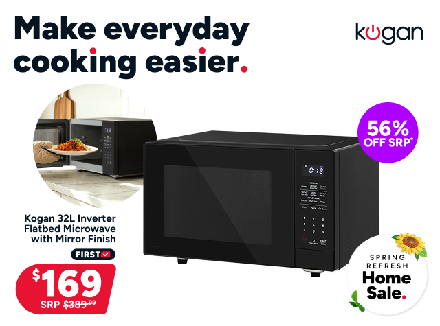 Kogan 32L Inverter Flatbed Microwave with Mirror Finish