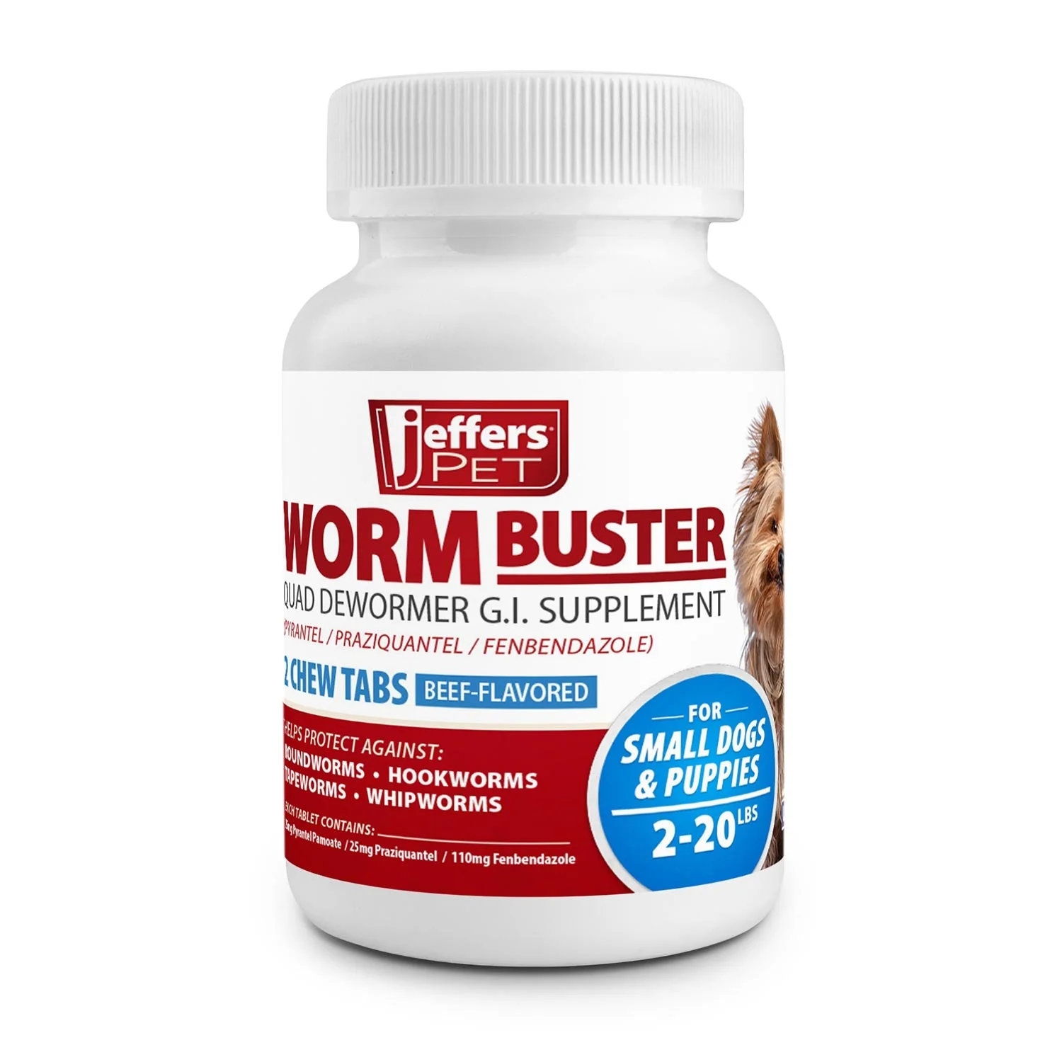 Jeffers WORM BUSTER Dog Dewormer Flavored Tablets
