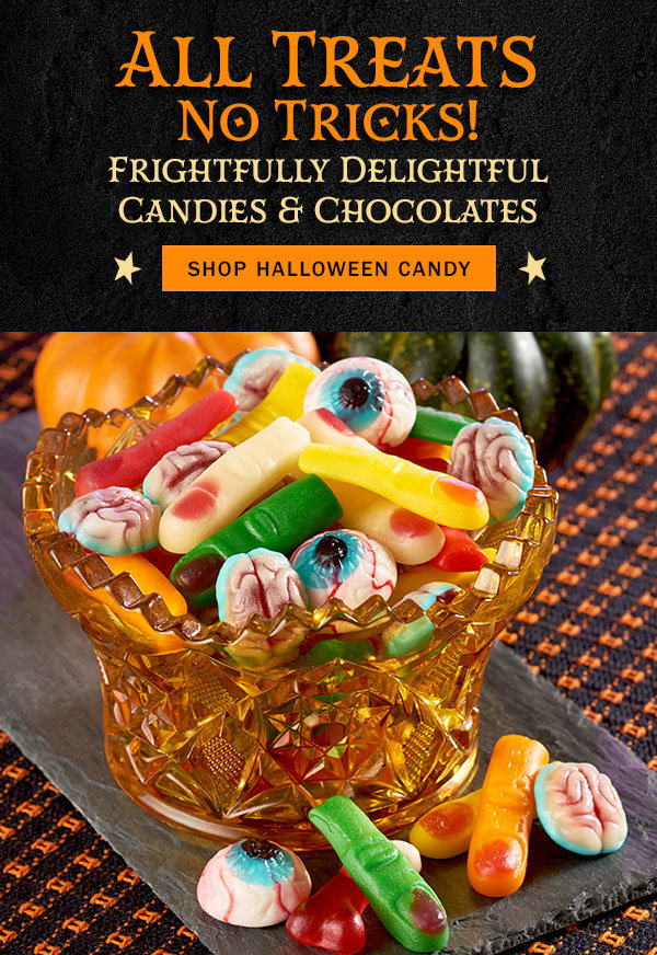 All Treats, No Tricks! Frightfully Delightful Candies & Chocolates. Shop Halloween Candy. Missing Body Part Gummies, 1.5 Pound Bag