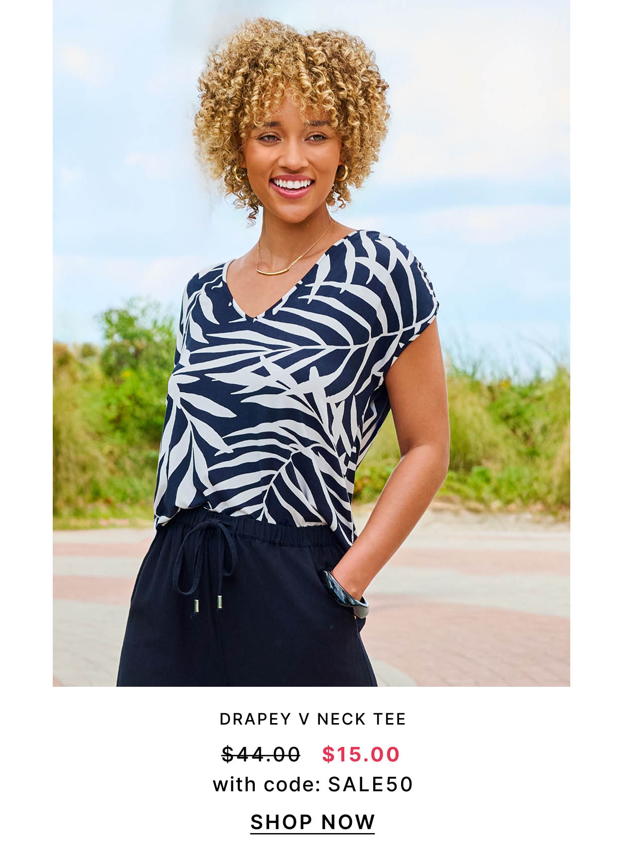 Drapey V Neck Tee
