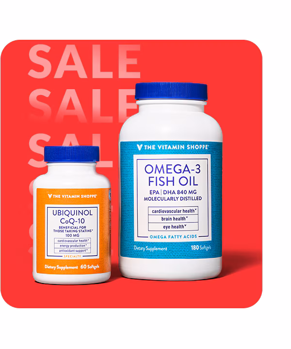 THE VITAMIN SHOPPE*. UBIQUINOL CoQ‑10 AND OMEGA‑3 FISH OIL items. Shop for these products