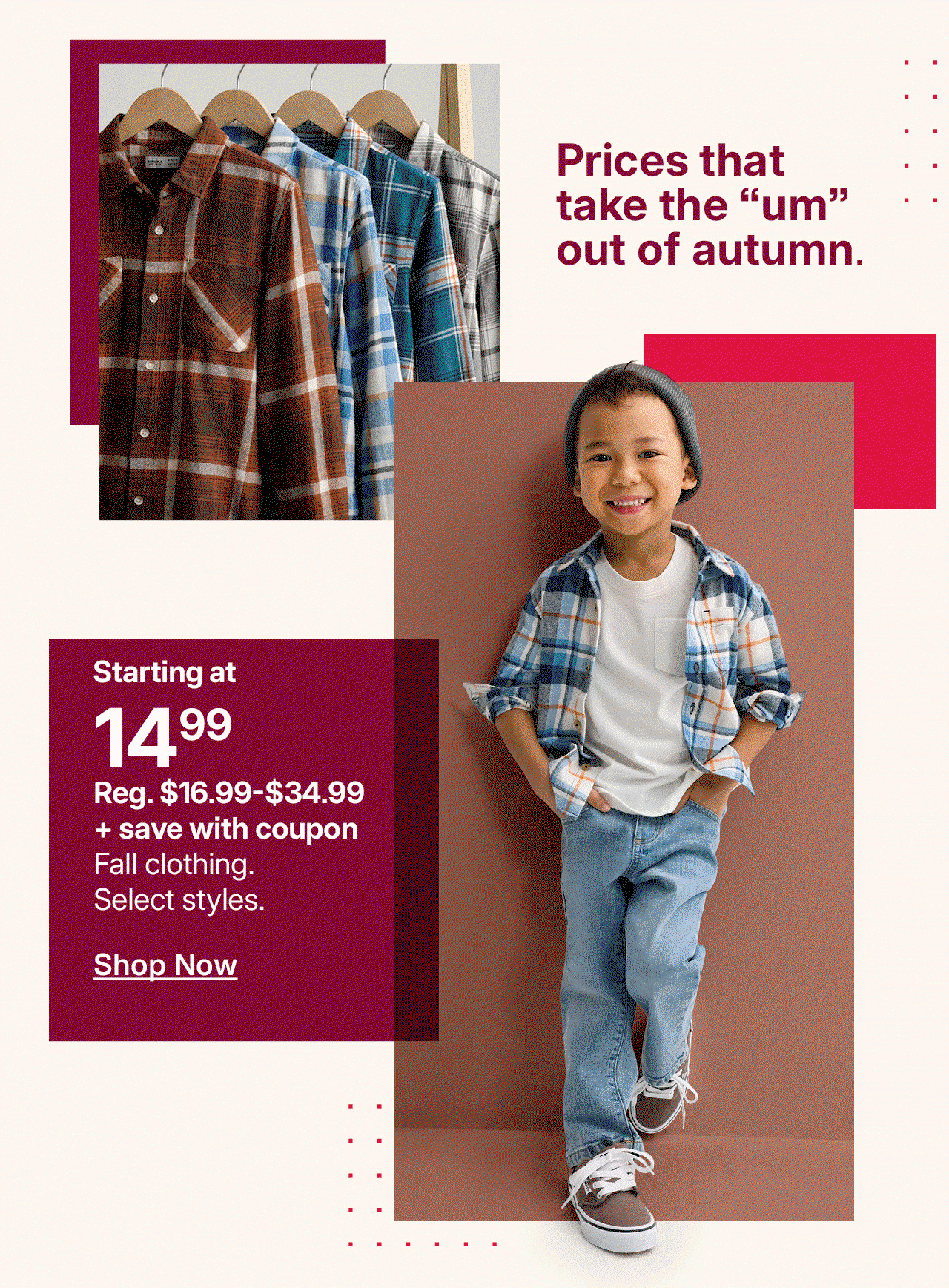 starting at $14.99 fall clothing